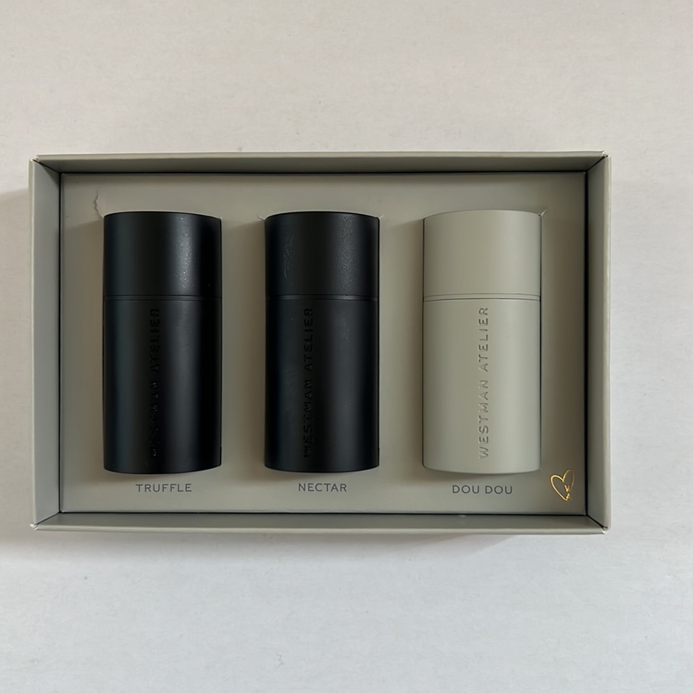 Westman Atelier Clean Glow Trio Petit bronzer, highlighter, and blush set
